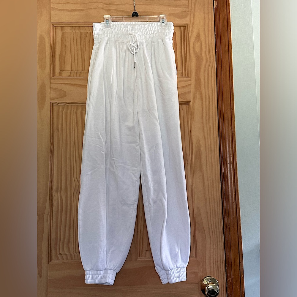 Abercrombie & Fitch drawstring high rise sweatpants white size Small